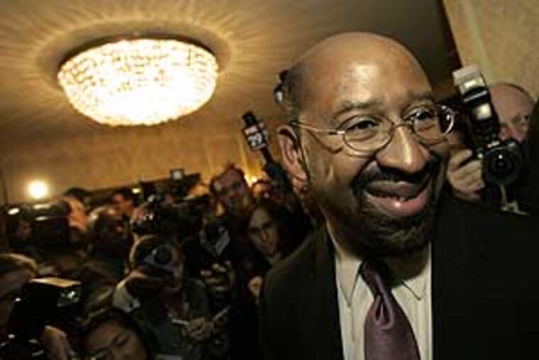 Mayor-elect Michael Nutter on Election Night. His inaugural “celebration” is open to the public, with tickets at $50.