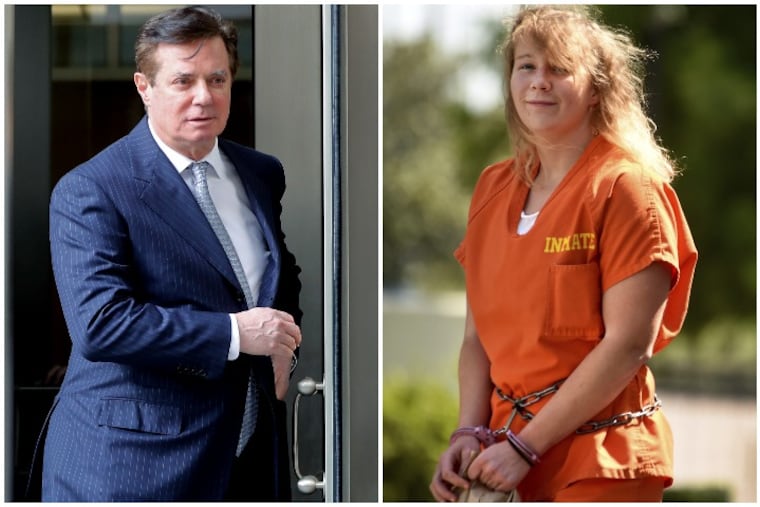 Paul Manafort was sentenced to 47 months for a multi-million-dollar fraud. Reality Winner is serving 63 months for blowing the whistle on Russian election hacking.