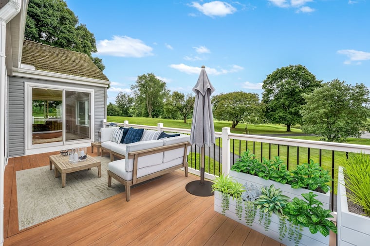 The deck overlooks the Radley Run golf course in West Chester.