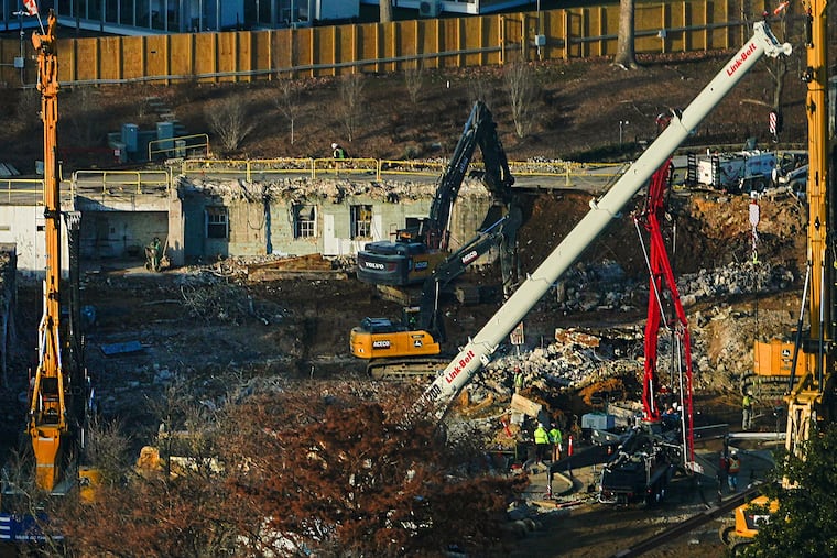 Work continues on the construction of the ballroom at the White House where the East Wing once stood.