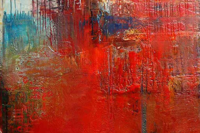 encaustic on board, at Center for Emerging Visual Artists.