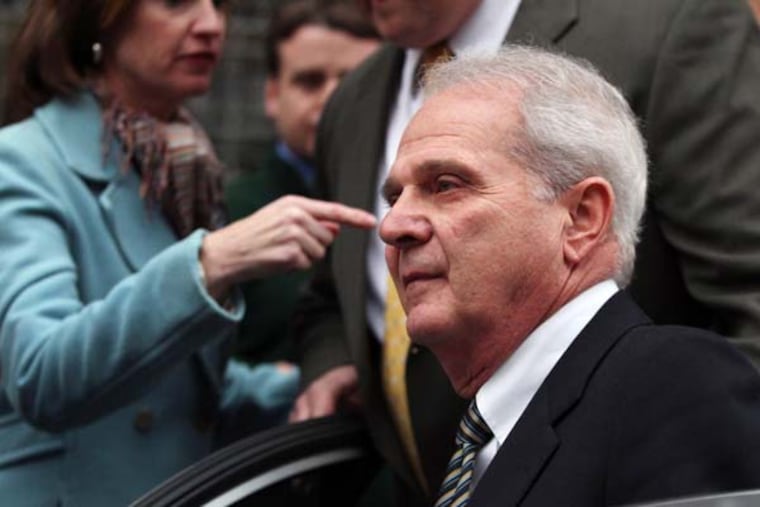 Former state Senate Democratic Leader Robert J. Mellow leaves the William J. Nealon Federal Building and U.S. Courthouse, Friday, Nov. 30, 2012 in Scranton, Pa. Robert Mellow, a former leader of Pennsylvania Democrats whose portrait hangs in the state Capitol, was sentenced Friday to 16 months in prison on public corruption charges. U.S. District Judge Joel Slomsky ordered Mellow, who pleaded guilty in May to a federal conspiracy charge, to pay nearly $80,000 in restitution to the state Senate, along with a $40,000 fine to the federal government. (AP Photo/Scranton Times & Tribune, Jake D. Stevens) WILKES BARRE TIMES-LEADER OUT; MANDATORY CREDIT