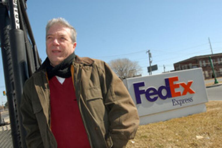 Developer Stephen Stein contends the taking of his dogleg-shaped parcel near a bend in the Schuylkill was solely to benefit a private party, FedEx, which needed Stein's parcel to create a driveway.