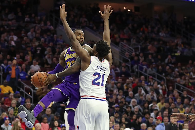 LeBron James (left), Joel Embiid, and the Sixers will be featured 34 times on national television during the 2026-27 season.