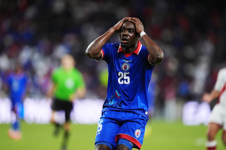 Haiti's players wore the now-banned jersey in a warmup match against Peru last week