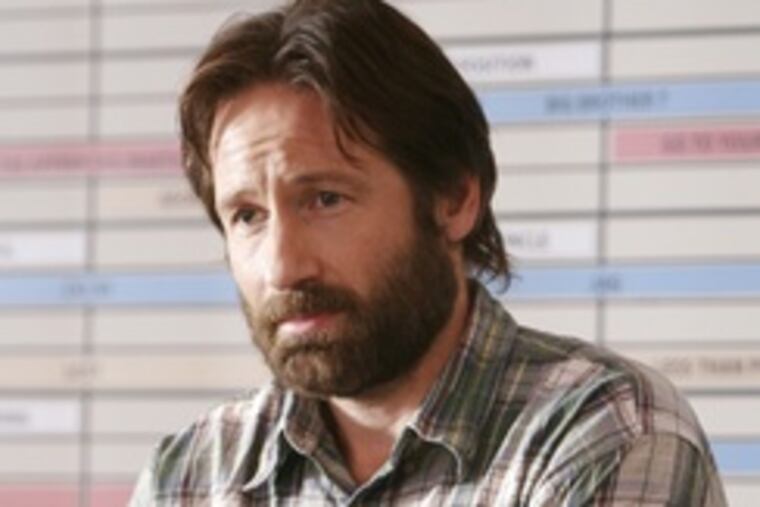 David Duchovny , bearded and bemused, stars as a TV producer and writer trying to sell a new pilot to a network a lot like Fox.