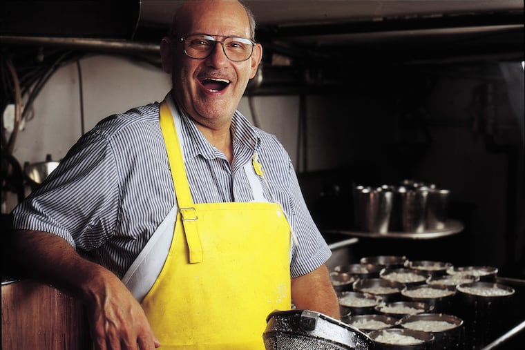 Phil Mancuso in the basement of his cheese making shop, Lucio J. Mancuso & Son, in October 2002.