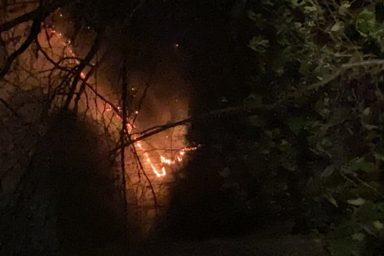 A view of a 560 acre wildfire that broke out over the weekend on Bear Mountain on the outskirts of Jim Thorpe in Carbon County.