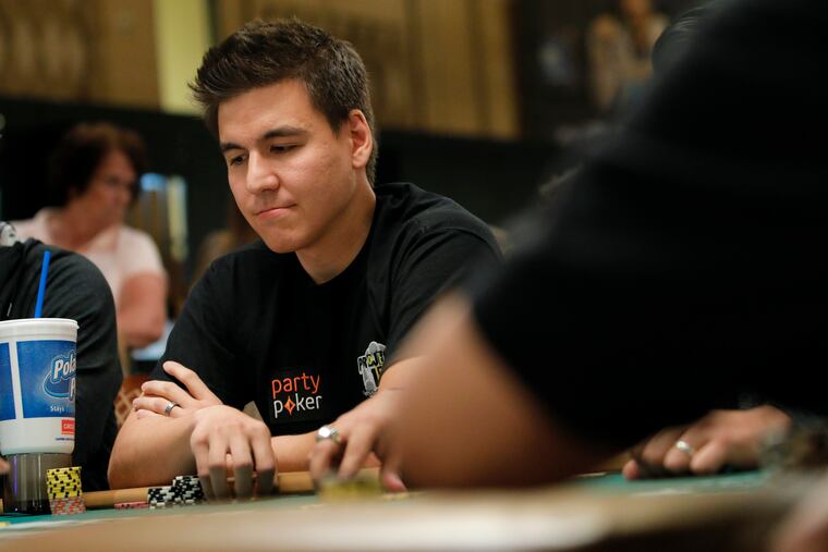 "Jeopardy!" champion and professional sports gambler James Holzhauer plays in a tournament at the World Series of Poker, Monday, June 24, 2019, in Las Vegas. (AP Photo/John Locher)