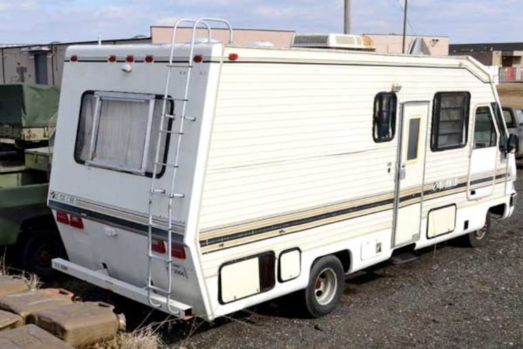 An RV at Joint Base McGuire-Dix-Lakehurst was among items retired by the Pentagon and headed to civilian duty after purchase by online auction. (Tom Gralish / Staff Photographer)