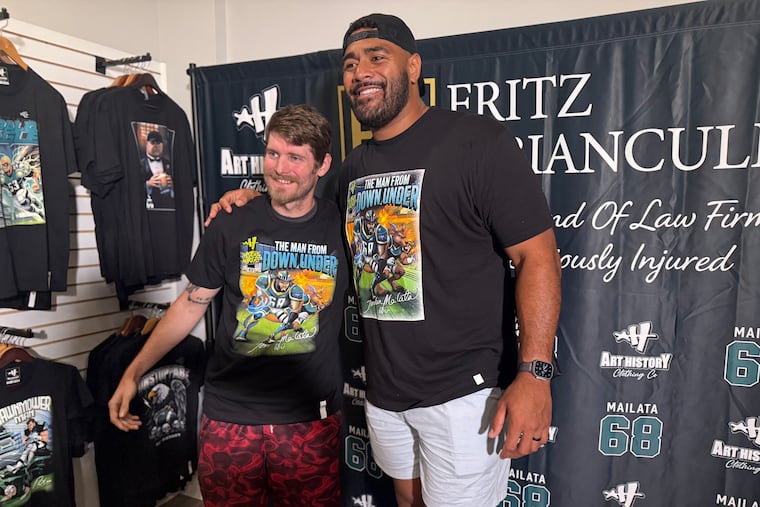 Jordan Mailata shown at Art History 101 Clothing Co.'s event on Saturday in Mayfair.