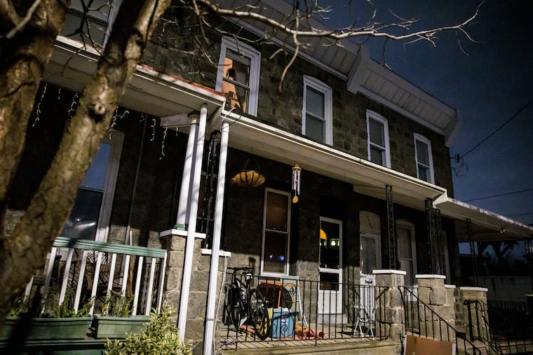The exterior of the home of David Jacobs and Jessica Lubniewski in East Falls.