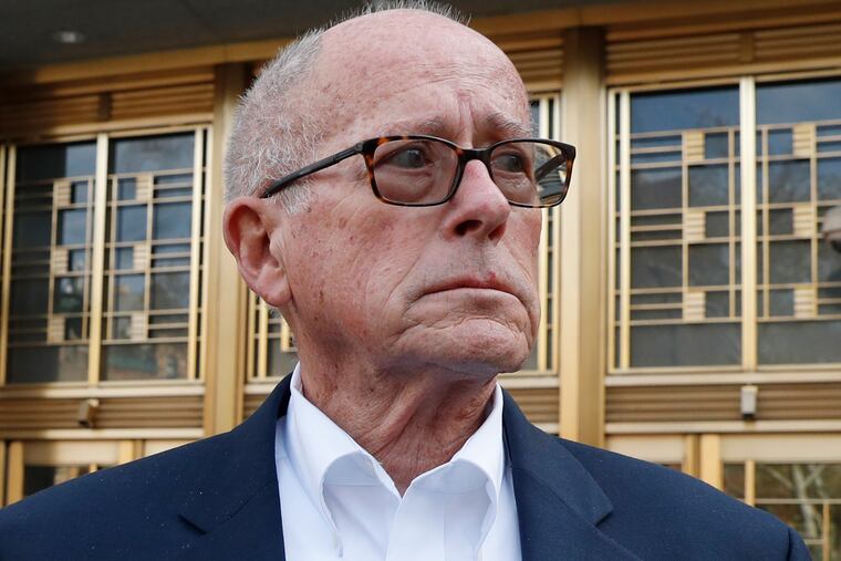 Former Rochester Drug Co-Operative CEO Laurence Doud III stands outside US. District Court in Manhattan, Tuesday, April 23, 2019, in New York, after he was indicted on what federal prosecutors say are the first-ever criminal charges against a drug company executive stemming from the opioid crisis. (AP Photo/Kathy Willens)