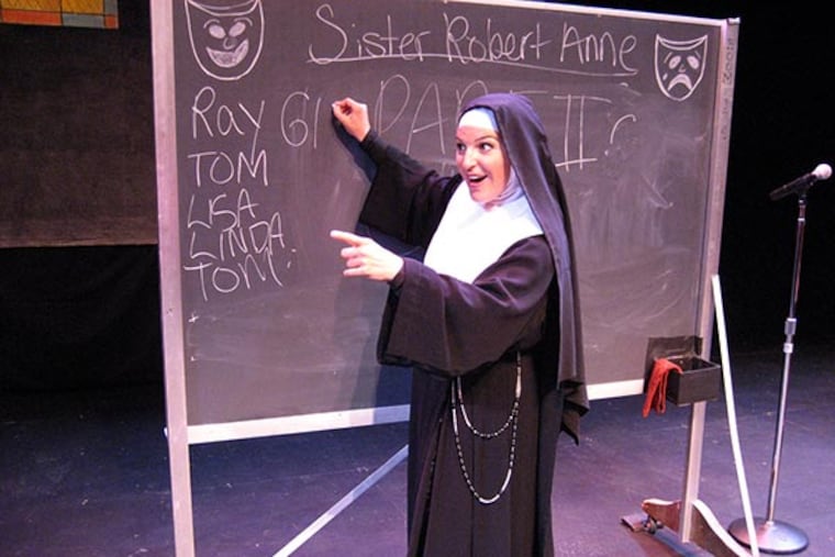 Christine Mild stars as Sister Robert Anne in 'Sister Robert Anne's Cabaret Class' at the Society Hill Playhouse through Dec. 29. (Michael Marrerp photo)