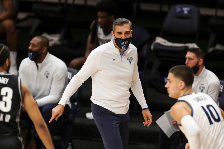 Villanova head coach Jay Wright on the sideline during the Wildcats' 84-74 win over Georgetown this past Sunday.
