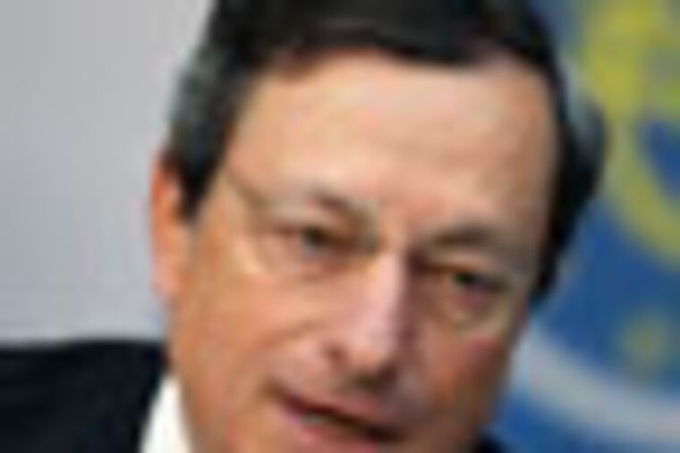 FILE - In this Aug. 2, 2012 file photo President of European Central Bank Mario Draghi addresses the media during a news conference in Frankfurt, Germany. Draghi gets another chance Thursday, Sept. 6, 2012. to spell out how the bank intends to rescue the 17 countries that use the euro from financial disaster. Expectations have been high since late July when the ECB head vowed to do "whatever it takes" to hold the eurozone together. (AP Photo/Michael Probst, File)