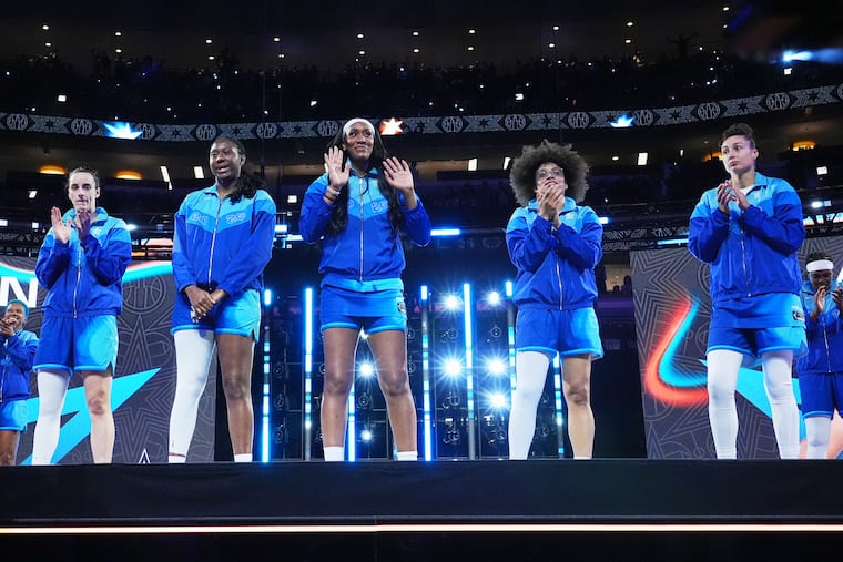 Before All-Stars like Team Spoon's Caitlin Clark (left), Aliyah Boston, A'Ja Wilson, Olivia Miles, and Jessica Shepard took the court, the WNBA's top players took to the orange carpet to show off their style.