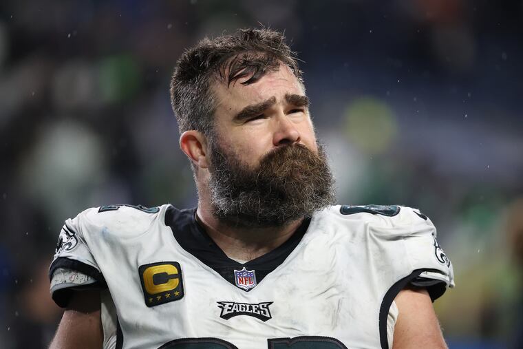 Eagles center Jason Kelce walks off the filed after the Eagles lose 20-17 to the Seattle Seahawks at Lumen Field in Seattle, Wash. on Monday, Dec. 18, 2023.