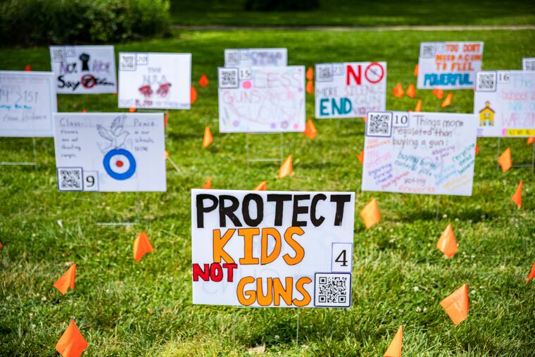 A student project to protest gun violence outside Central High School in June.