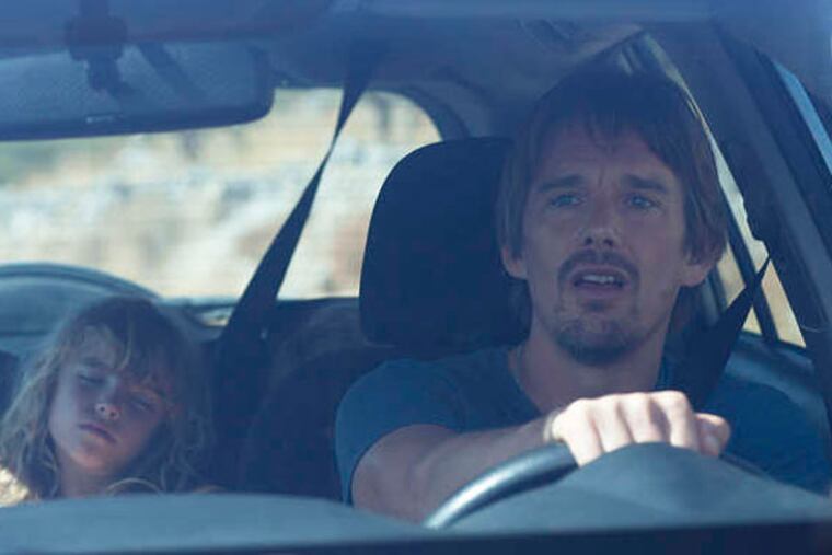 Julie Delpy as Celine, Jennifer Prior as Ella, and Ethan Hawke as Jesse.