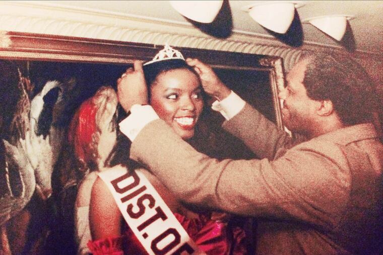 D.C. Mayor Marion Barry crowning Jenice Armstrong as a representative of the nation's capital at the annual Cherry Blossom Festival.