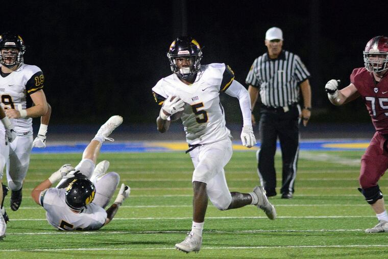 Archbishop’s Wood’s Nasir Peoples (5) scored two touchdowns on Saturday.