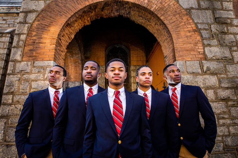 Pictured are members of the cast of Choir Boy. Picture L-R is Dana Orange, Jeremy Cousar, Justen Ross, Jamaal Fields-Green, and Tristan André.