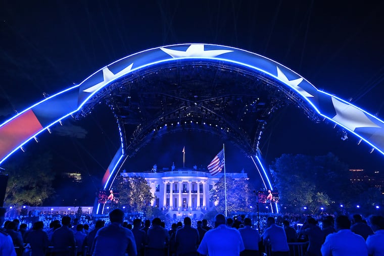 Spectators fill the South Lawn of the White House in Washington Sunday during “UFC Freedom 250,” a UFC event hosted by President Donald Trump for his 80th birthday.