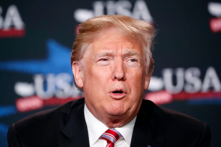 In this April 16, 2018, photo, President Trump speaks at an event to promote his tax cut package in Hialeah, Fla.