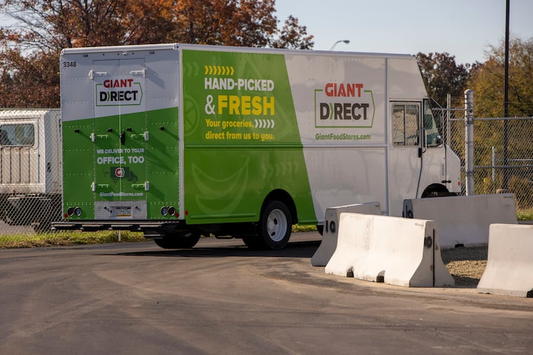 One of the first trucks to leave the newly opened GIANT Company e-commerce fulfillment center in Eastwick section of Philadelphia.