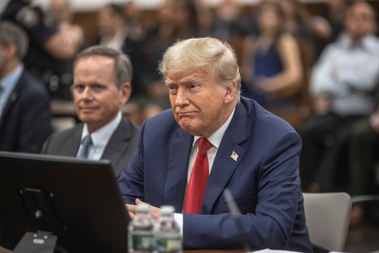 Former President Donald Trump appears in court for a civil fraud case at a Manhattan courthouse on Tuesday.