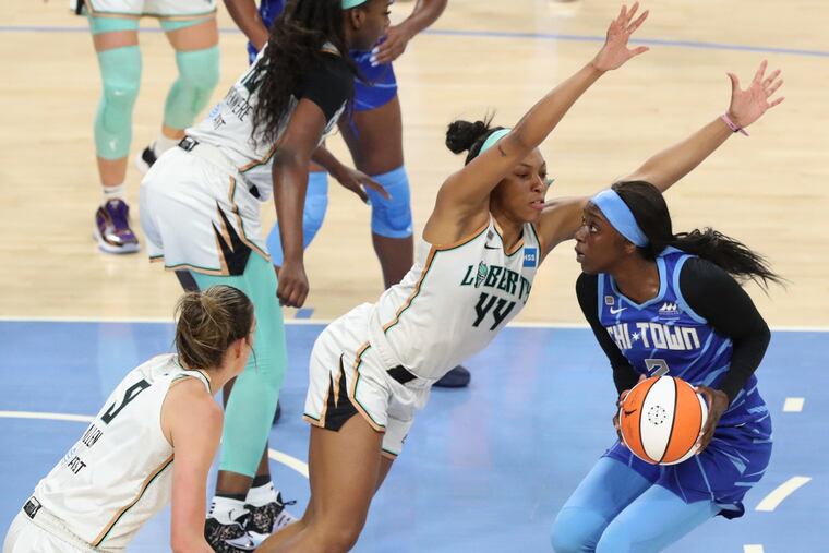 The New York Liberty's Betnijah Laney (44) and Chicago Sky's Kahleah Copper (2) are two of the best WNBA players from the region.
