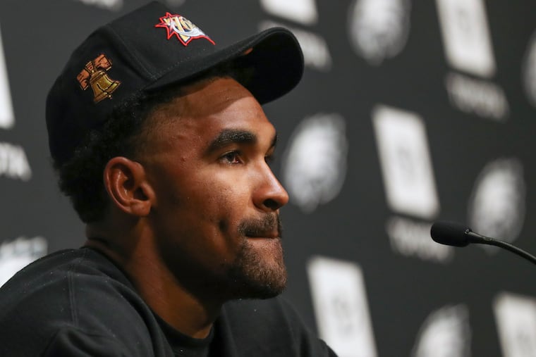 Eagles quarterback Jalen Hurts speaks to the media Wednesday at the NovaCare Complex.