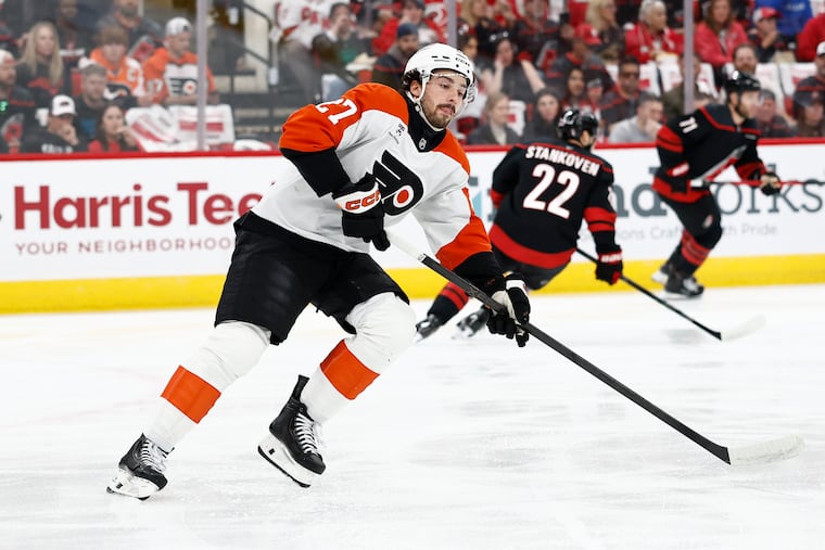 Noah Cates will be out for the remainder of the Flyers' second-round series against the Hurricanes.