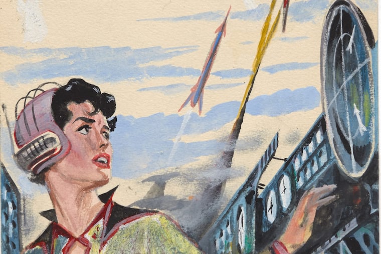 Detail from untitled tempera painting by Ed Emshwiller at UArts’ Rosenwald-Wolf Gallery.