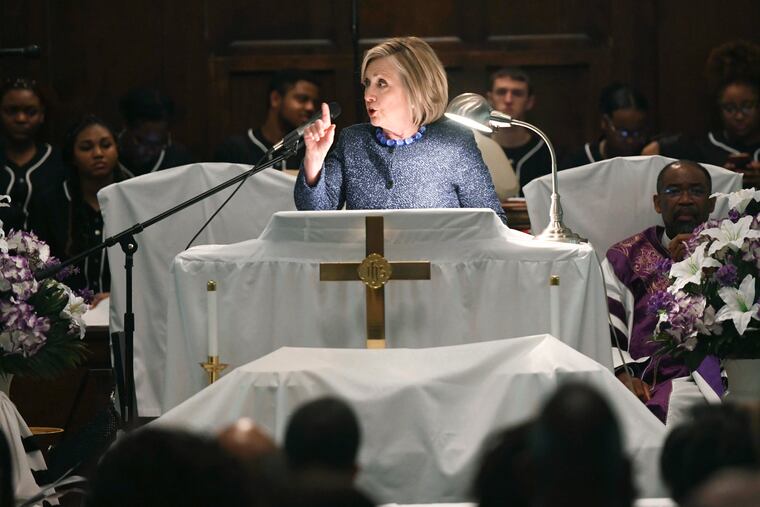 Former Secretary of State Hillary Clinton speaks during a commemorative service marking the anniversary of "Bloody Sunday" at Brown Chapel A.M.E. Church in Selma, Ala., Sunday, March 3, 2019.