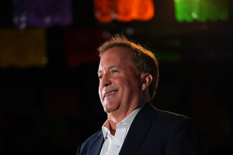 Texas Attorney General Ken Paxton, a Republican candidate for the U.S. Senate, smiles at a campaign event in McKinney, Texas, Tuesday, May 19, 2026.