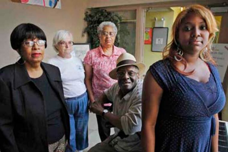Center in the Park senior are waiting for a refund from Philadelphia Belle a dinner boat that recently went out of business. Photograph taken on Wednesday afternoon August 11, 2011. From left are seniors, Dolores Brabham, Margaret Ryan, Fannie Hawkins, Robert Banks, and program coordinator Stephanie Collins. Alejandro A. Alvarez / Philadelphia Daily News