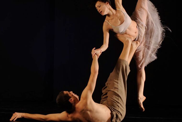 Melissa Rector and Micah Geyer of Koresh Dance Company in "Ev-o-lu-tion" in 2009, reprised this week at the Suzanne Roberts Theatre.