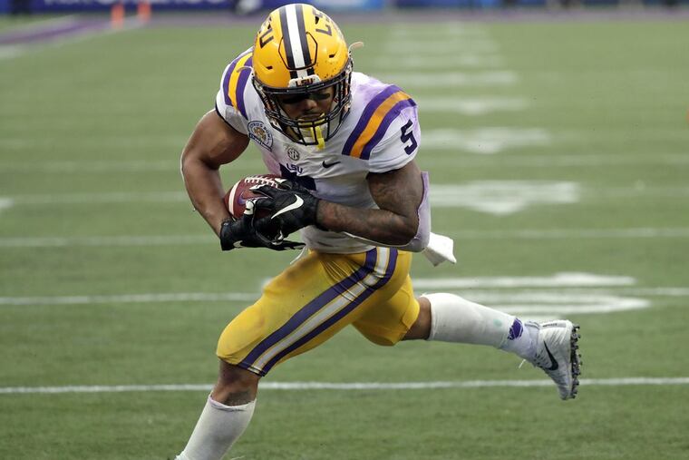 Running back Derrius Guice during his final season at LSU. Could he be on the board when the Eagles are picking at No. 52?