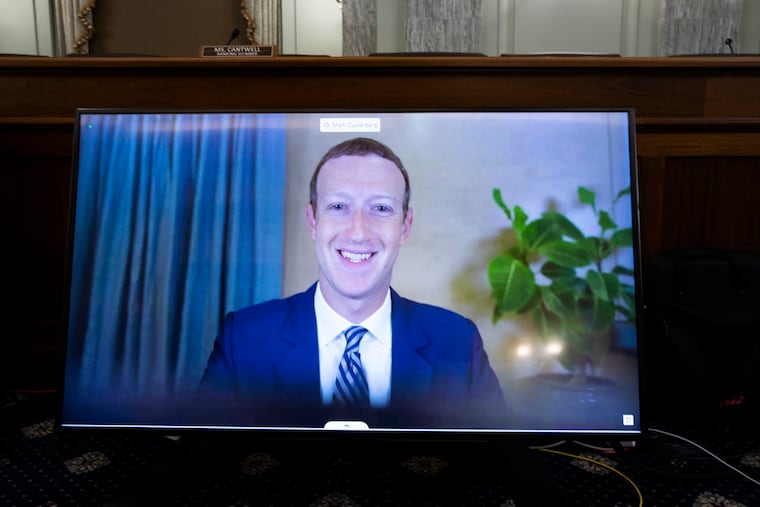 Meta CEO Mark Zuckerberg testifies remotely during a Senate committee hearing titled “Does Section 230’s Sweeping Immunity Enable Big Tech Bad Behavior?” in October 2020.