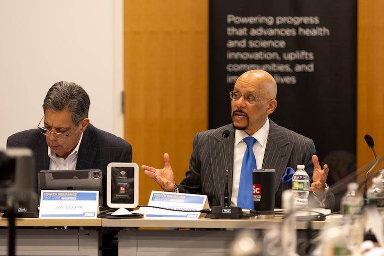 State Sen. Vincent Hughes speaks at a roundtable event with Pennsylvania lawmakers, stakeholders, and health systems to discuss potential cuts to Medicaid at the University City Science Center in Philadelphia on Tuesday.