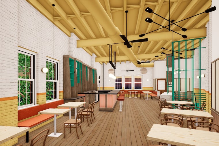 A rendering of the second-floor bar at Jaffa Bar, 1625 N. Howard St.