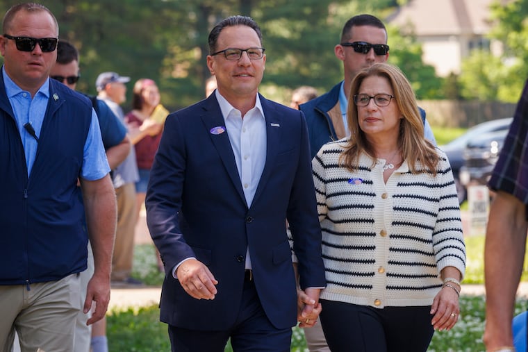 Pennsylvania Governor Josh Shapiro and first lady Lori Shapiro on election day, Tuesday, May 19, 2026.