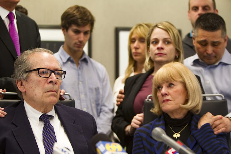 The families of confessed killer Cosmo DiNardo’s victims gather around to support each other after each taking turns to talk about their lost loved ones. The families have filed wrongful-death suits.