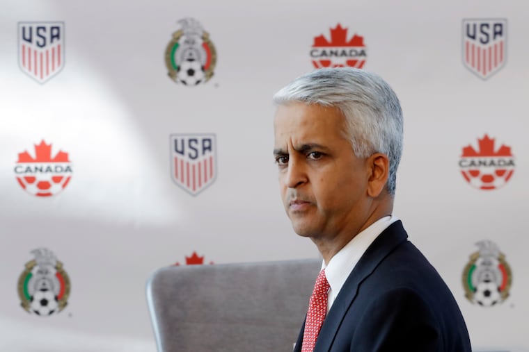 Former U.S. Soccer Federation president Sunil Gulati in 2018, when the U.S. launched its joint bid with Canada and Mexico to host the 2026 men's World Cup.