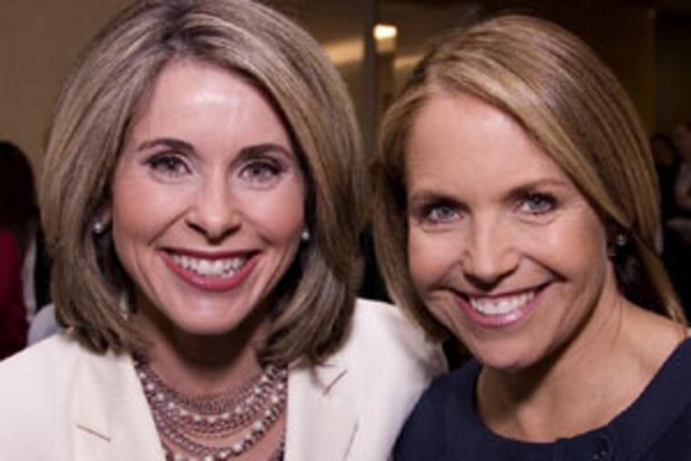 CBS3's Marc Howard, roaming Tuesday night's party with his camera, thought that CBS anchor Katie Couric and CBS3 meteorologist Kathy Orr bore a striking resemblance. They do have something else in common besides their CBS paychecks; they're sisters of Delta Delta Delta - Couric at the University of Virginia and Orr at Syracuse.