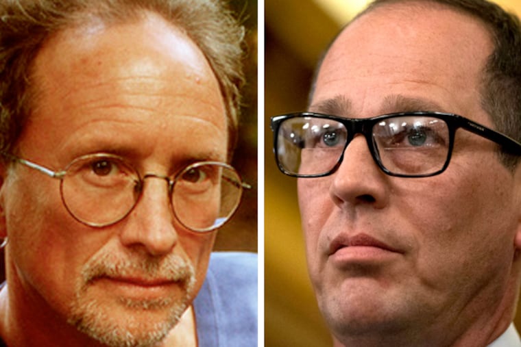 President Pro Tempore Joe Scarnati (right), a Jefferson County Republican, told university president Eric Barron in a letter he wants to know how much it is costing the university to host Bill Ayers (left) next week.