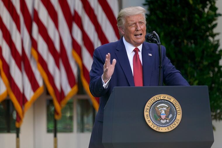 President Donald Trump speaks during a news conference in the Rose Garden of the White House, Tuesday, July 14, 2020, in Washington.