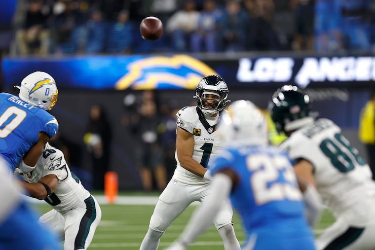 Eagles quarterback Jalen Hurts has maintained a 46.3 passer rating when under pressure since Week 10.